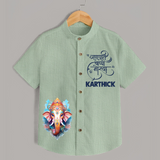 Ganapati Bappa Moriya Special Edition Shirt | Custom Shirt for Ganesh Chaturthi - MINT GREEN - 0 - 6 Months Old (Chest 23")