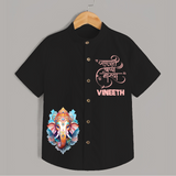 Ganapati Bappa Moriya Special Edition Shirt | Custom Shirt for Ganesh Chaturthi - BLACK - 0 - 6 Months Old (Chest 23")
