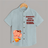 Ganapati Bappa Moriya Special Edition Shirt | Custom Shirt for the Ganesh Festival - ARCTIC BLUE - 0 - 6 Months Old (Chest 23")
