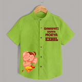 Ganapati Bappa Moriya Special Edition Shirt | Custom Shirt for the Ganesh Festival - LIME GREEN - 0 - 6 Months Old (Chest 23")