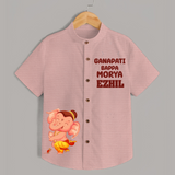 Ganapati Bappa Moriya Special Edition Shirt | Custom Shirt for the Ganesh Festival - PEACH - 0 - 6 Months Old (Chest 23")