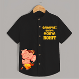 Ganapati Bappa Moriya Special Edition Shirt | Custom Shirt for the Ganesh Festival - BLACK - 0 - 6 Months Old (Chest 23")