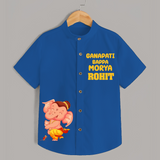 Ganapati Bappa Moriya Special Edition Shirt | Custom Shirt for the Ganesh Festival - COBALT BLUE - 0 - 6 Months Old (Chest 23")
