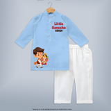 Little Ganesha Special Edition Kurta set | Personalized Baby Kurta set for Your Little Ganesha - BABY BLUE - 3 - 6 Months Old (Chest 24", Kurta Length 14'', Waist 19", Pant Length 14")