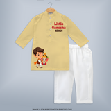 Little Ganesha Special Edition Kurta set | Personalized Baby Kurta set for Your Little Ganesha - PASTEL YELLOW - 3 - 6 Months Old (Chest 24", Kurta Length 14'', Waist 19", Pant Length 14")