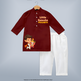 Little Ganesha Special Edition Kurta set | Personalized Baby Kurta set for Your Little Ganesha - MAROON - 3 - 6 Months Old (Chest 24", Kurta Length 14'', Waist 19", Pant Length 14")