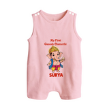 My First Little Ganesha Divine Blessings Printed Button Romper - BABY PINK - New Born (Chest 18")