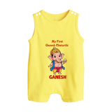 My First Little Ganesha Divine Blessings Printed Button Romper - PASTEL YELLOW - New Born (Chest 18")