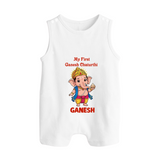My First Little Ganesha Divine Blessings Printed Button Romper - WHITE - New Born (Chest 18")