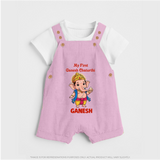 My First Little Ganesha Divine Blessings Printed Dungaree - BABY PINK - 0 - 5 Months Old (Chest 18")