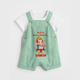 My First Little Ganesha Divine Blessings Printed Dungaree - MINT GREEN - 0 - 5 Months Old (Chest 18")