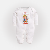 My First Little Ganesha Divine Blessings Printed Fullbody Suit - WHITE - New Born (Chest 7.5")