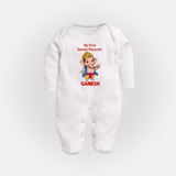 My First Little Ganesha Divine Blessings Printed Fullbody Suit - WHITE - New Born (Chest 7.5")