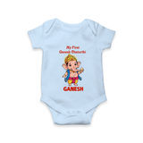 My First Little Ganesha Divine Blessings Printed Romper - BABY BLUE - New Born (Chest 14")