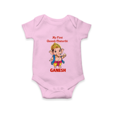 My First Little Ganesha Divine Blessings Printed Romper - BABY PINK - New Born (Chest 14")