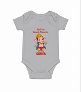 My First Little Ganesha Divine Blessings Printed Romper - GREY - New Born (Chest 14")