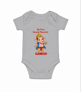My First Little Ganesha Divine Blessings Printed Romper - GREY - New Born (Chest 14")