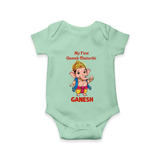 My First Little Ganesha Divine Blessings Printed Romper - MINT GREEN - New Born (Chest 14")