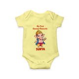 My First Little Ganesha Divine Blessings Printed Romper - PASTEL YELLOW - New Born (Chest 14")