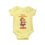 My First Little Ganesha Divine Blessings Printed Romper - PASTEL YELLOW - New Born (Chest 14")