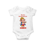 My First Little Ganesha Divine Blessings Printed Romper - WHITE - New Born (Chest 14")