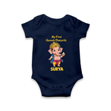 My First Little Ganesha Divine Blessings Printed Romper - NAVY BLUE - New Born (Chest 14")