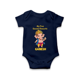 My First Little Ganesha Divine Blessings Printed Romper - NAVY BLUE - New Born (Chest 14")