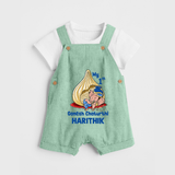 My First Cute Ganesha Under Umbrella Celebration Printed Dungaree - MINT GREEN - 0 - 5 Months Old (Chest 18")