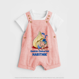 My First Cute Ganesha Under Umbrella Celebration Printed Dungaree - PEACH - 0 - 5 Months Old (Chest 18")