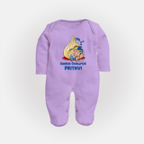 My First Cute Ganesha Under Umbrella Celebration Printed Fullbody Suit