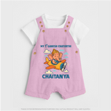 My First Little Ganesha Flying Adventure Illustration Printed Dungaree - BABY PINK - 0 - 5 Months Old (Chest 18")