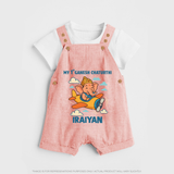 My First Little Ganesha Flying Adventure Illustration Printed Dungaree - PEACH - 0 - 5 Months Old (Chest 18")