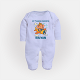 My First Little Ganesha Flying Adventure Illustration Printed Fullbody Suit - BABY BLUE - New Born (Chest 7.5")
