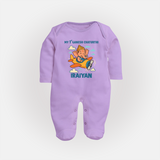 My First Little Ganesha Flying Adventure Illustration Printed Fullbody Suit - LILAC - New Born (Chest 7.5")