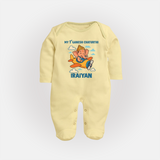 My First Little Ganesha Flying Adventure Illustration Printed Fullbody Suit - PASTEL YELLOW - New Born (Chest 7.5")