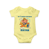 My First Little Ganesha Flying Adventure Illustration Printed Romper - PASTEL YELLOW - New Born (Chest 14")