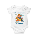 My First Little Ganesha Flying Adventure Illustration Printed Romper - WHITE - New Born (Chest 14")