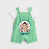 My First Baby Ganesha With Mouse Companion Printed Dungaree - GREEN - 0 - 5 Months Old (Chest 18")