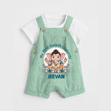 My First Baby Ganesha With Mouse Companion Printed Dungaree - MINT GREEN - 0 - 5 Months Old (Chest 18")