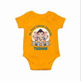 My First Baby Ganesha With Mouse Companion Printed Romper - CHROME YELLOW - New Born (Chest 14")