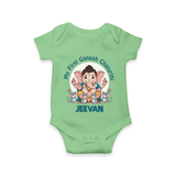 My First Baby Ganesha With Mouse Companion Printed Romper - GREEN - New Born (Chest 14")