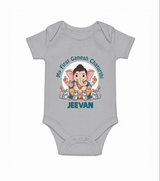 My First Baby Ganesha With Mouse Companion Printed Romper - GREY - New Born (Chest 14")