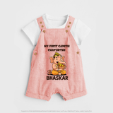 My First Little Ganesha Mouse Friendship Illustration Printed Dungaree - PEACH - 0 - 5 Months Old (Chest 18")