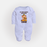 My First Little Ganesha Mouse Friendship Illustration Printed Fullbody Suit - BABY BLUE - New Born (Chest 7.5")