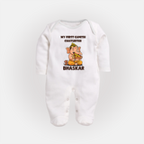 My First Little Ganesha Mouse Friendship Illustration Printed Fullbody Suit - WHITE - New Born (Chest 7.5")