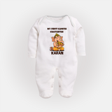 My First Little Ganesha Mouse Friendship Illustration Printed Fullbody Suit - WHITE - New Born (Chest 7.5")