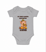 My First Little Ganesha Mouse Friendship Illustration Printed Romper - GREY - New Born (Chest 14")
