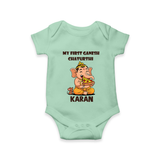 My First Little Ganesha Mouse Friendship Illustration Printed Romper - MINT GREEN - New Born (Chest 14")