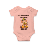 My First Little Ganesha Mouse Friendship Illustration Printed Romper - PEACH - New Born (Chest 14")
