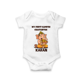 My First Little Ganesha Mouse Friendship Illustration Printed Romper - WHITE - New Born (Chest 14")